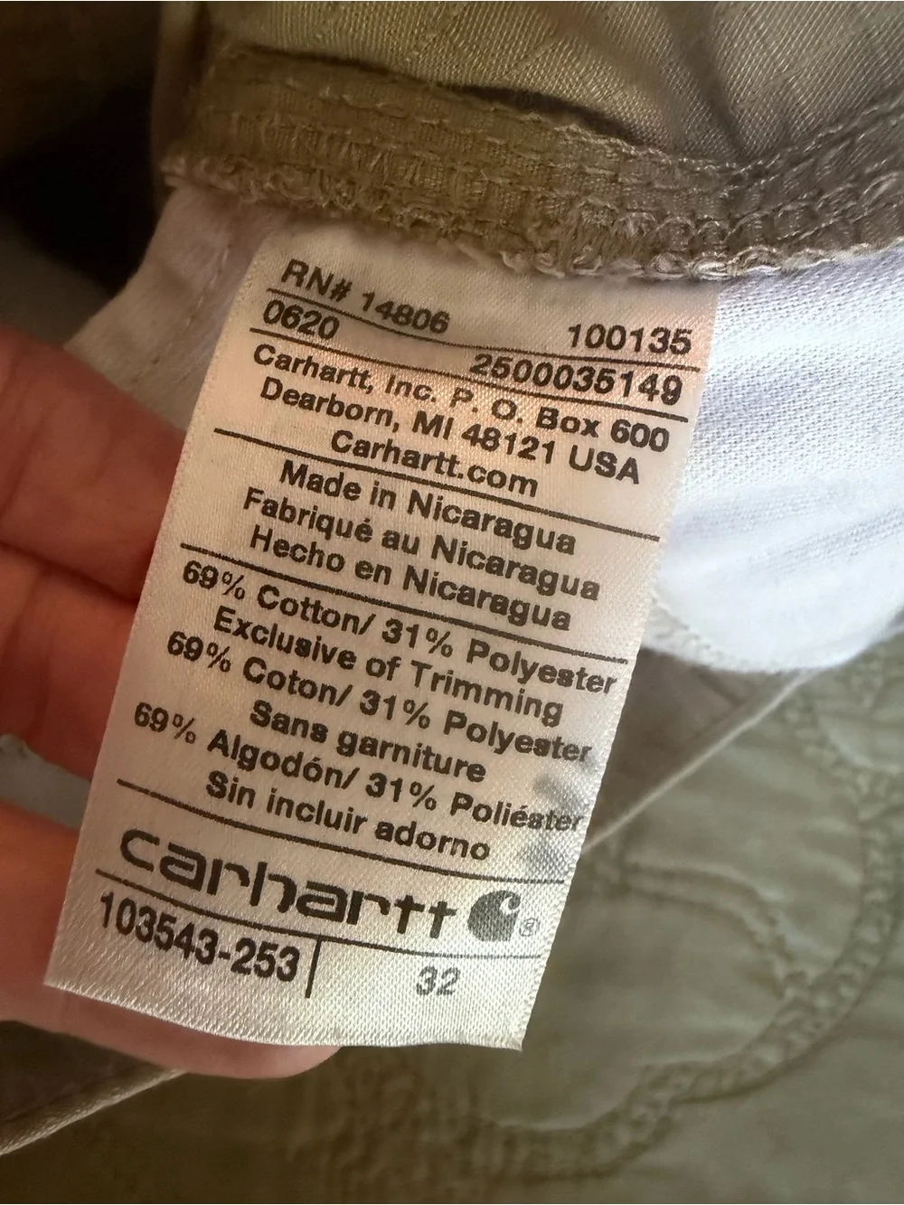 *Sold* Carhartt Relaxed Fit Ripstop Cargo Shorts Tan Hiking Utility Size 32